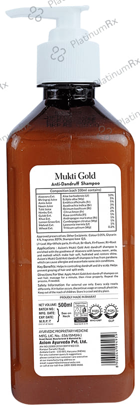 Axiom Mukti Gold Anti-Dandruff Shampoo with Aloevera