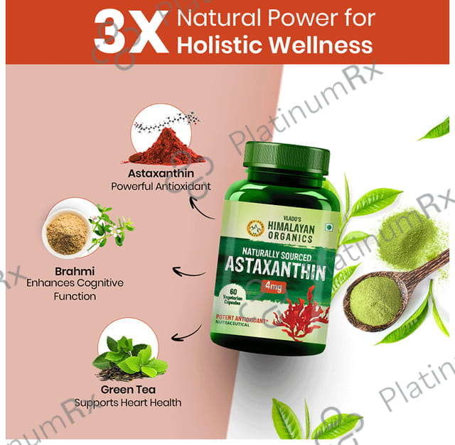 Himalayan Organics Naturally Sourced Astaxanthin 4mg Vegetarian Capsule