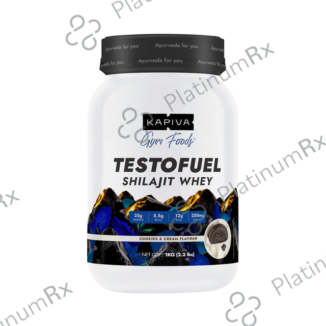 Kapiva TestoFuel Shilajit Whey Protein - Digezyme - Faster Absorption - Boosts Stamina -25gm Protein Powder Cookies and Cream