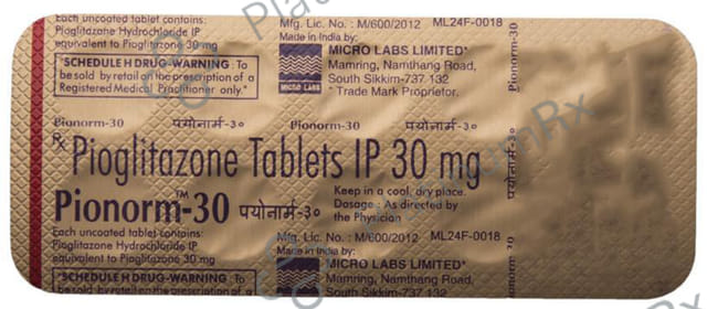 Pionorm 30mg Tablet 10s