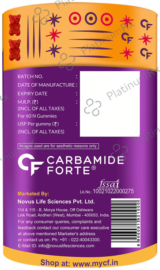 Carbamide Forte Omega 3 Vegetarian Yummy Gummies for Kids & Adults Cranberry