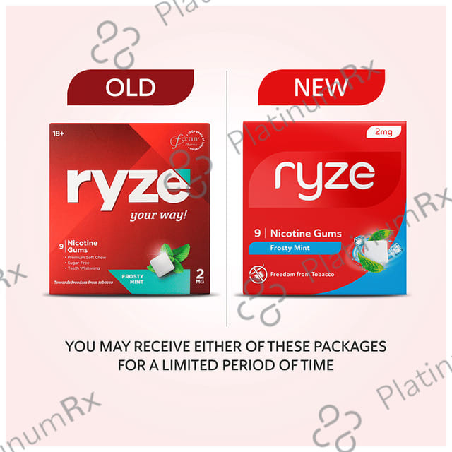 Ryze Nicotine 2mg Frosty Mint Gum 1x9s