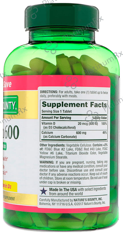 Nature's Bounty Calcium 600 With Vitamin D3 Tablet