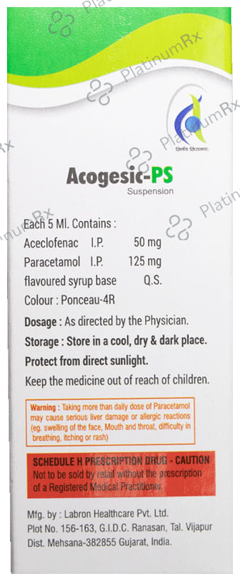 Acogesic PS 50/125mg Suspension 60ml