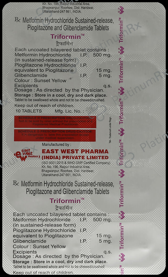 Triformin 5/500/15mg Tablet 10s