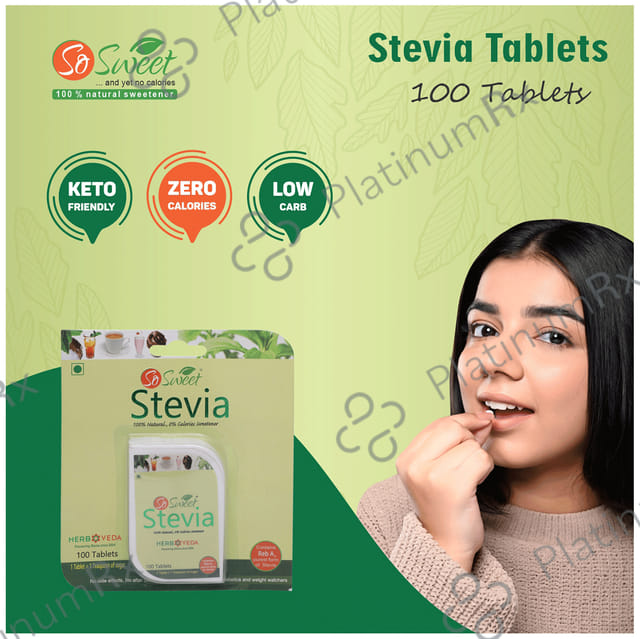 So Sweet Stevia Natural Sweetener for Diabetics - Zero Calorie - Tablet 100 tablets