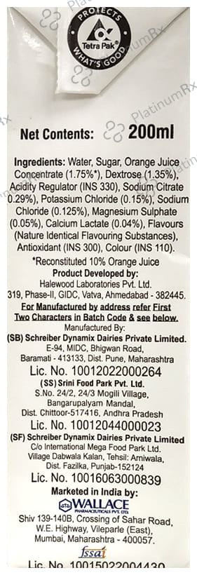 Walyte Recharge WHO ORS Orange Flavour Liquid 200ml