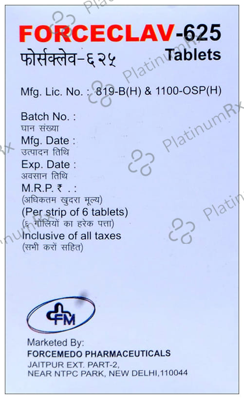 Forceclav 625mg Tablet 6s