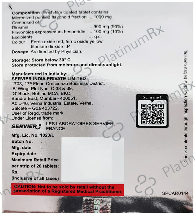 Daflon 900/100mg Tablet 20s