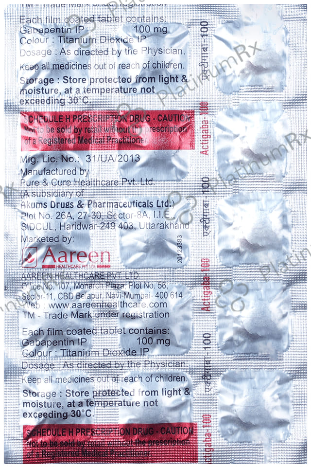 Actigaba 100mg Tablet 15s