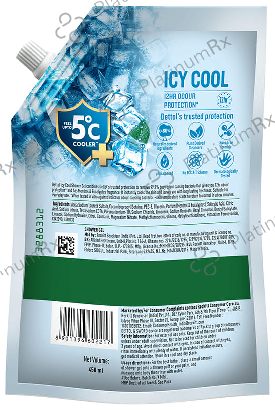 Dettol Bodywash & Shower Gel - pH Balanced & Soap Free Icy Cool Refill Pack