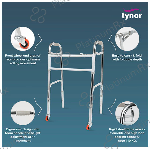 Tynor L 29 Walker Invalid's HD with Front Wheels Silver Universal