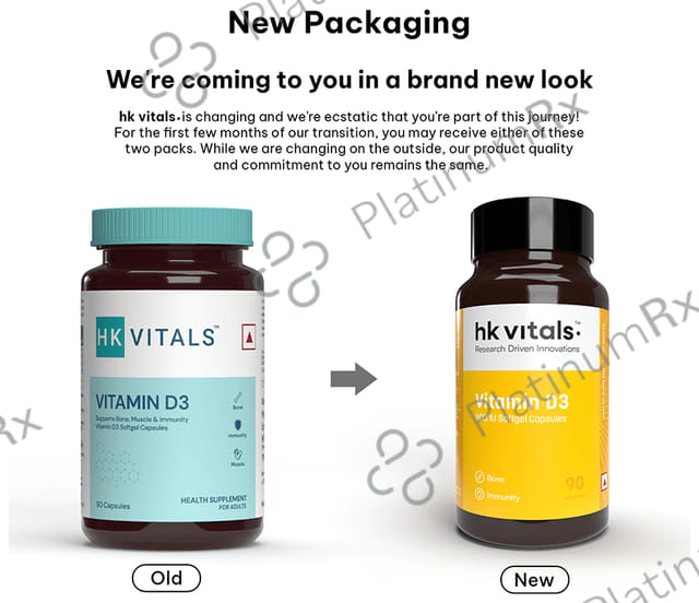 Healthkart HK Vitals Vitamin D3 Soft Gelatin Capsule 90s