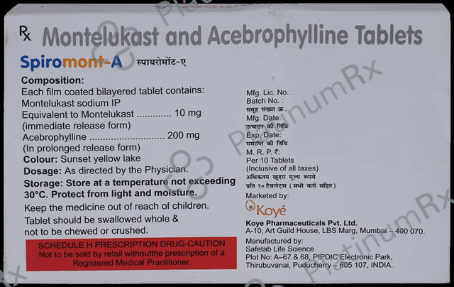 Spiromont A 200/10mg Tablet 10s