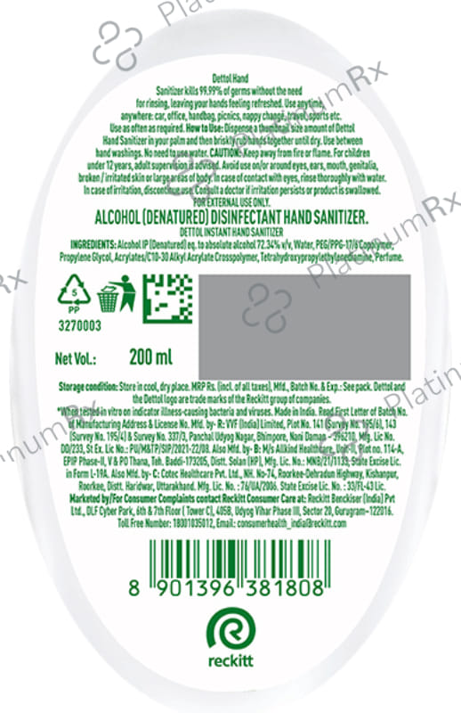 Dettol Original Instant Hand Sanitizer 200ml