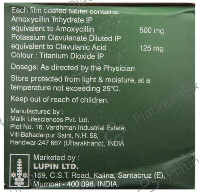Clavidur 500/125mg Tablet 10s
