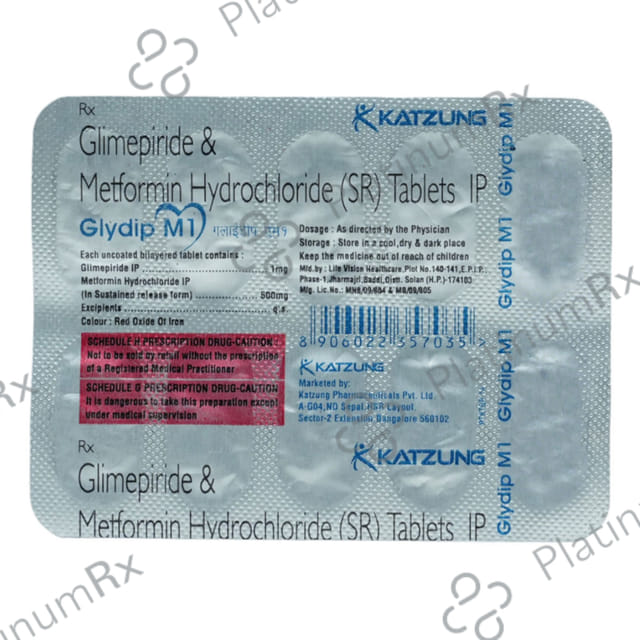 Glydip M 1mg/500mg Tablet