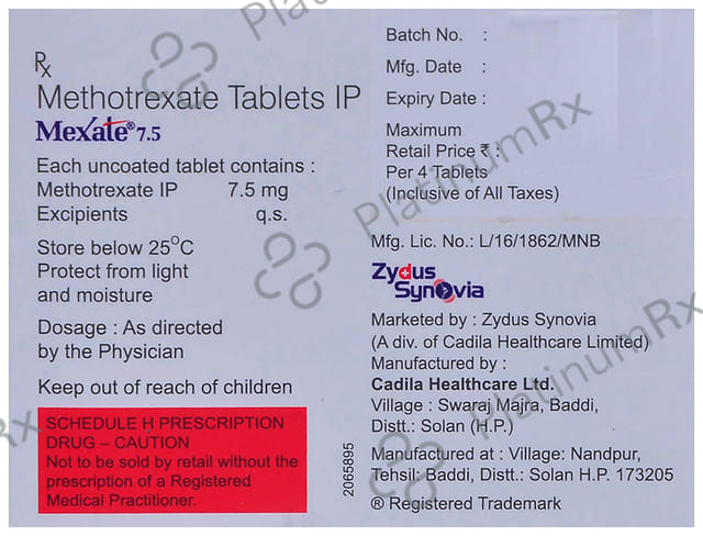 Mexate 7.5mg Tablet 4s