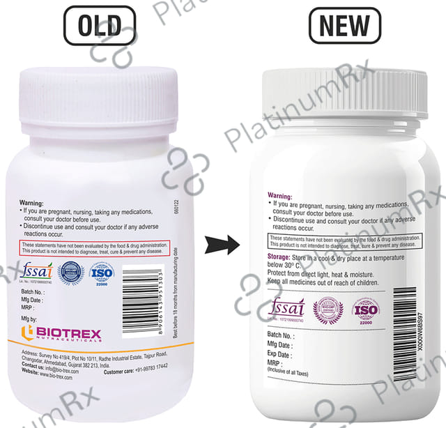 Biotrex Glutathione 500 mg Veg Capsule