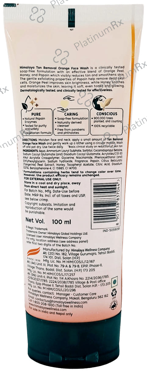 Himalaya Tan Removal Orange Face Wash 100ml