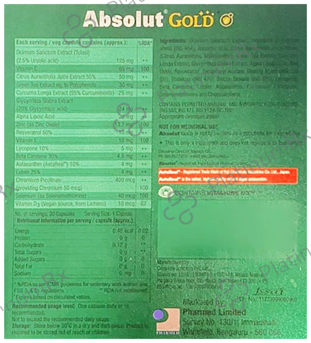 Absolut Gold Capsule 10s