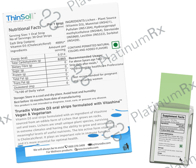 TruRadix Vegan Vitamin D3 Rapid Oral Dissolve Strip 30s