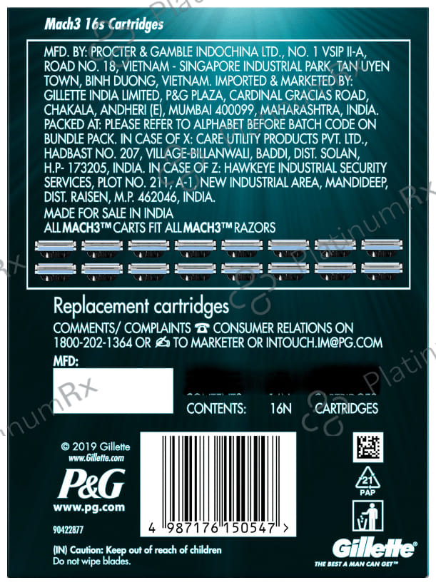Gillette Mach 3 Shaving Razor Blades 16 units