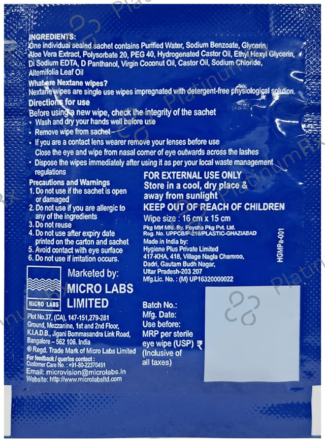 Nextane Eye Wipes