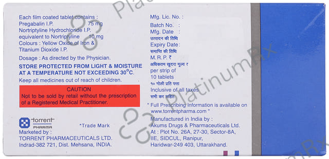Pregaba NT 75 mg/10 mg Tablet