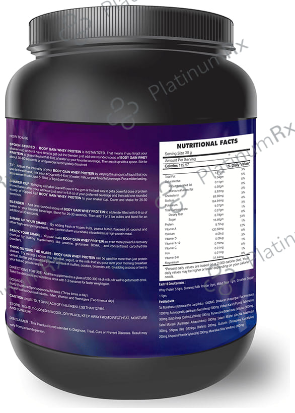 Nutriley Body Gain Whey Protein Mango Powder 500 gm