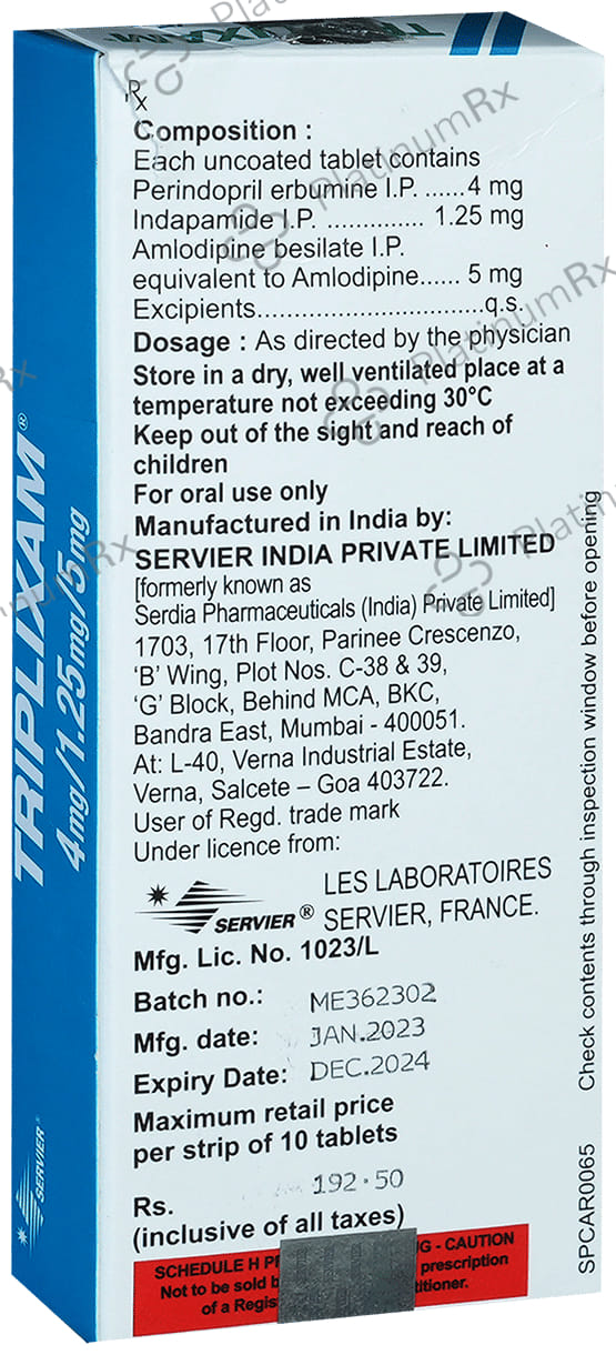 Triplixam 4/1.25/5mg Tablet 10s