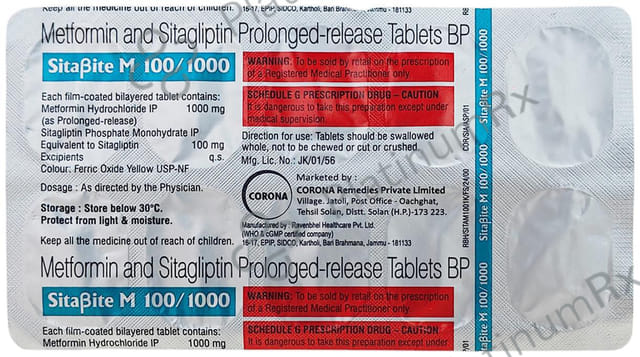 Sitabite M 100mg/1000mg Tablet SR