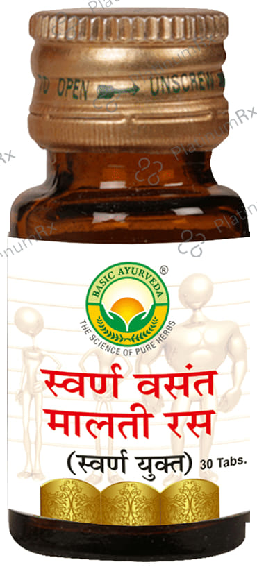 Basic Ayurveda Swarn Vasant Malti Ras with Gold 30 tablets