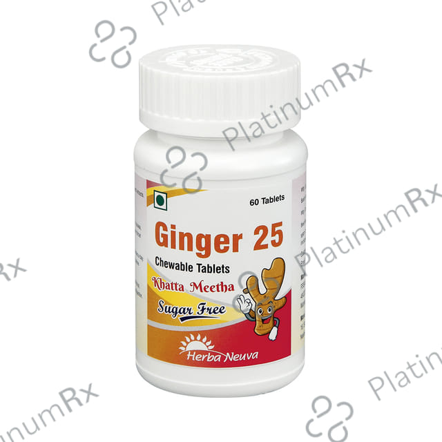 Herba Neuva Ginger 25 Chewable Tablet Khatta Meetha Sugar Free