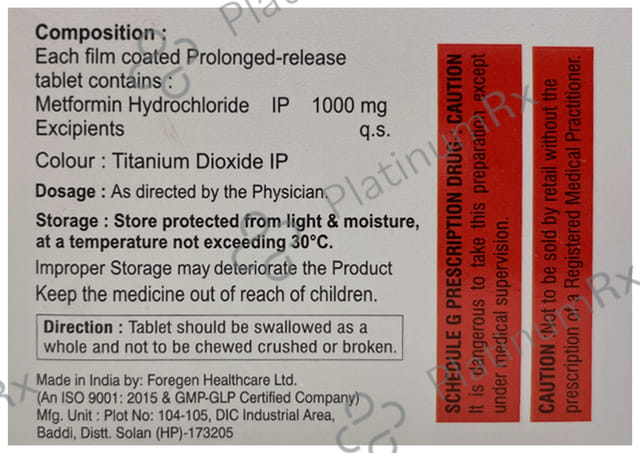 Justmet 1000mg Tablet SR