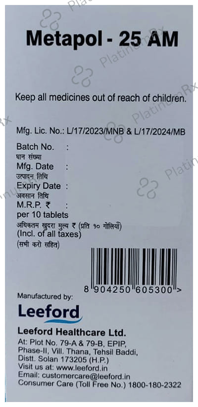 Metapol 5/25mg AM Tablet PR 10s