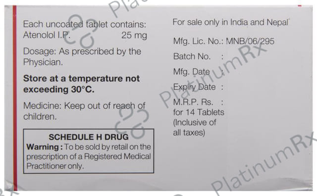 Tenormin 25mg Tablet 14s