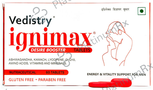 Vedistry Ignimax Desire Booster Tablet Gluten and Paraben Free