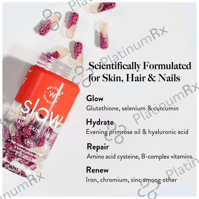 Wellbeing Nutrition Slow Hair Skin Nails - With Collagen, Glutathione & Biotin - Capsule