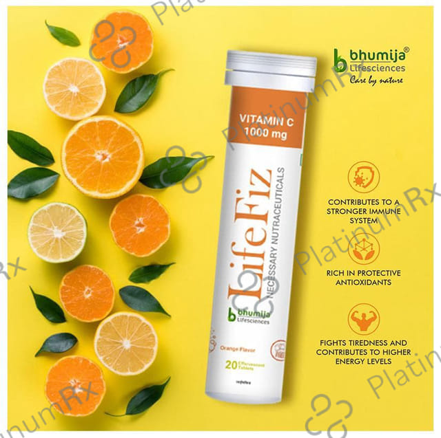 Bhumija Lifesciences Life Fiz Vitamin C 1000mg Orange Effervescent Tablet