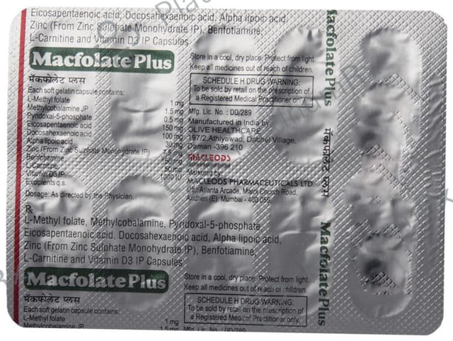 Macfolate Plus 1000/1500mcg/0.5mg Capsule 10s