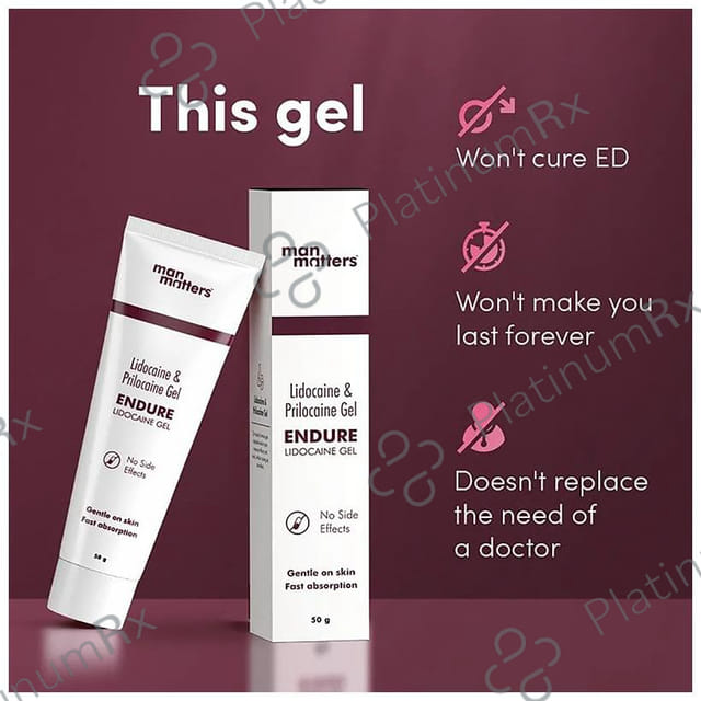 Man Matters Lidocaine & Prilocaine Endure Delay Gel for Men 50 gm