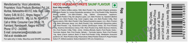 Vicco Vajradanti Ayurvedic Medicine for Healthy Gums and Teeth - Saunf 80 gm