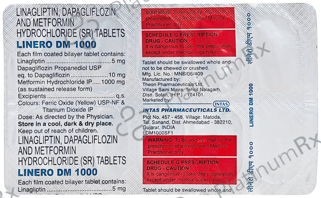 Linero DM 1000/10/5mg Tablet 10s