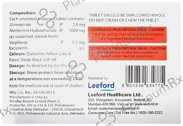 Dailyvog GM Forte 2mg/1000mg/0.2mg Tablet SR