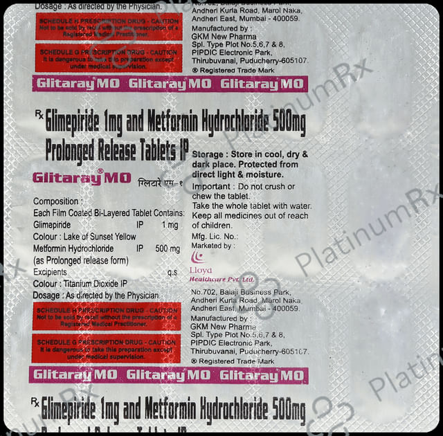 Glitaray M 1/500mg Tablet PR 15s