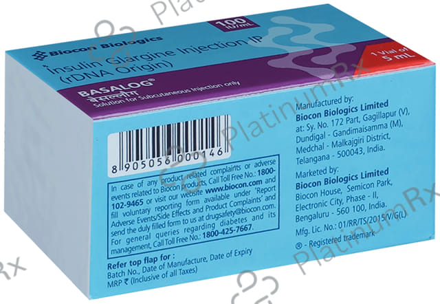 Basalog (100 IU/ml) (1*5ml Vial) Solution For Injection 5ml