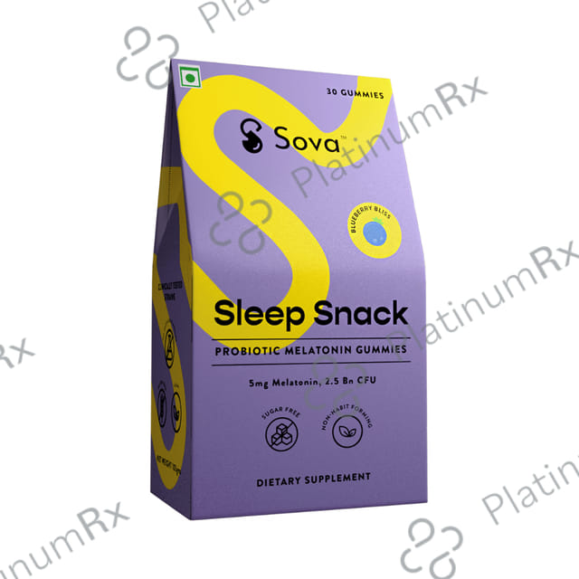 Sova Sleep Snack Probiotic Melatonin Gummies Blueberry Sugar Free