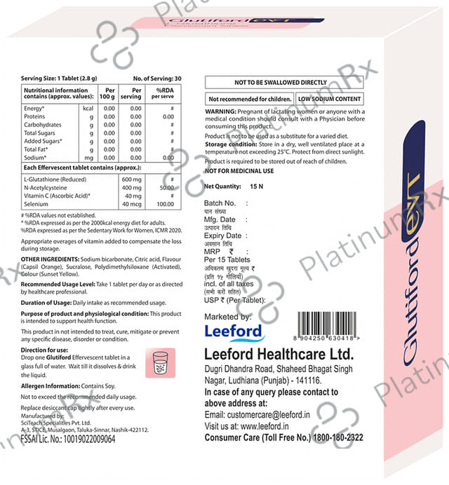 Glutiford EVT Orange Sugar Free Effervescent Tablet