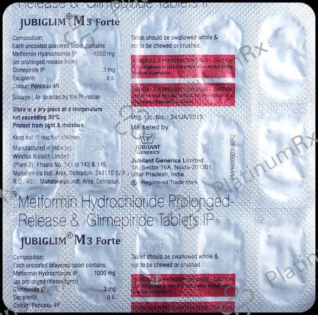 Jubiglim M Forte 3/1000mg Tablet PR 15s